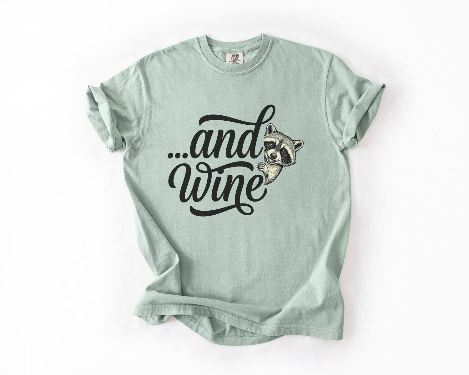 "...and Wine" Raccoon T-Shirt - Bay