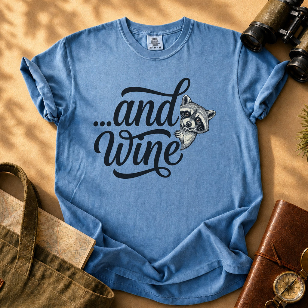 ...and Wine Raccoon Tee - Blue Jean