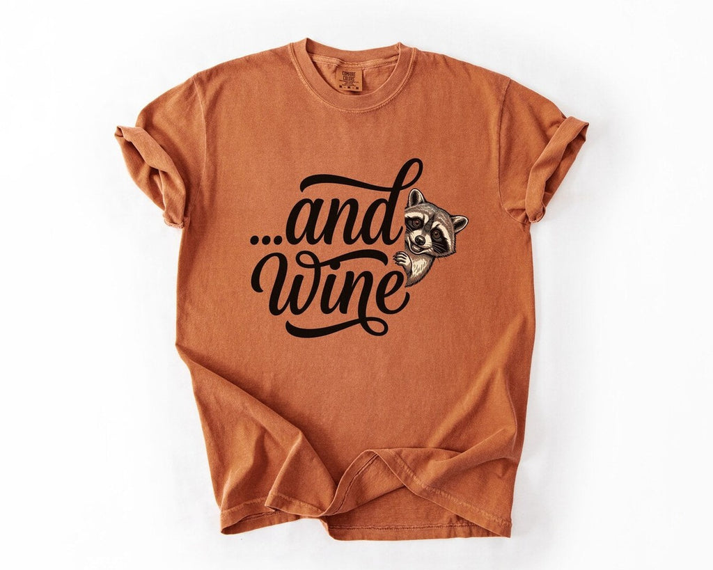 "...and Wine" Raccoon T-Shirt - Yam