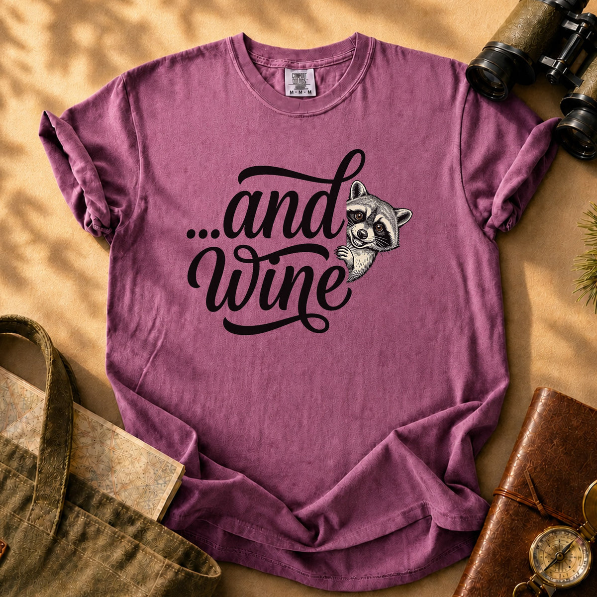 ...and Wine Raccoon Tee - Berry