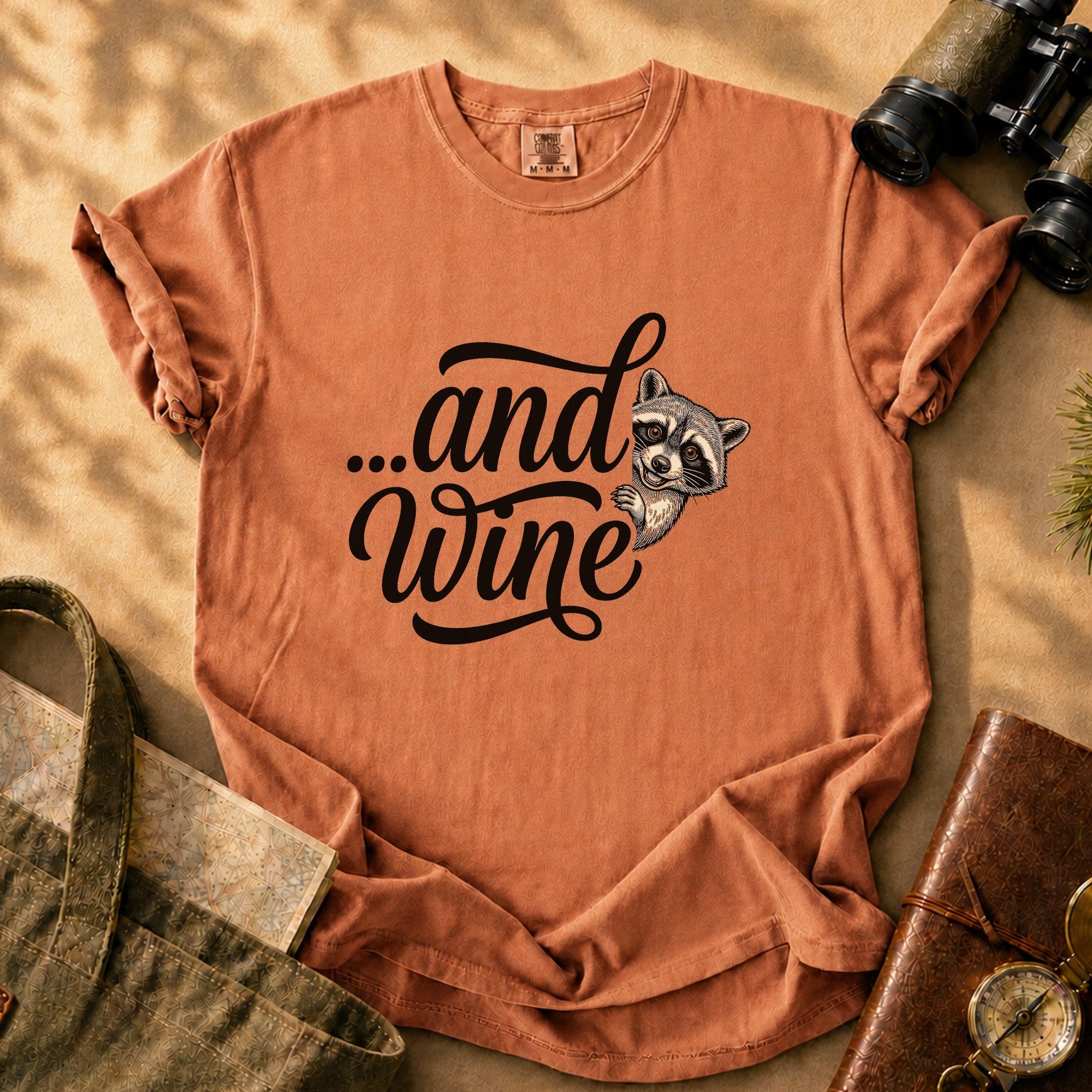 ...and Wine Raccoon Tee - Yam