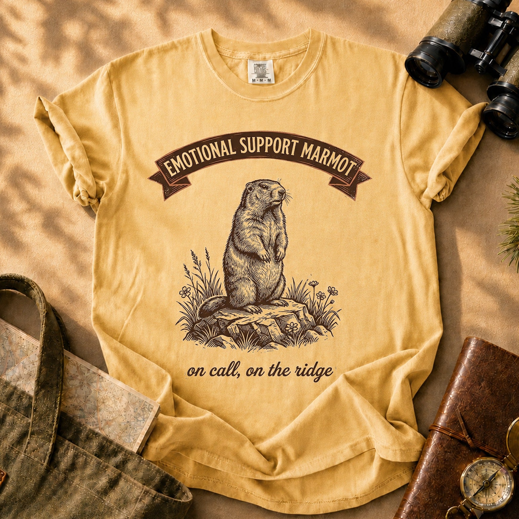 Emotional Support Marmot Tee - Mustard