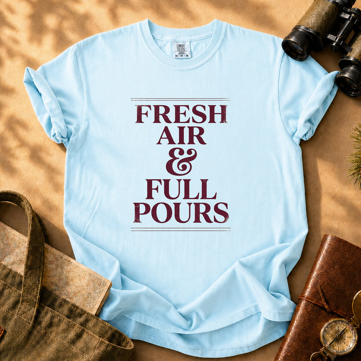 Fresh Air & Full Pours Tee - Chambray