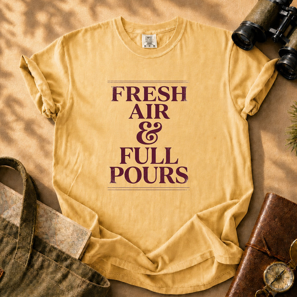 Fresh Air & Full Pours Tee - Mustard
