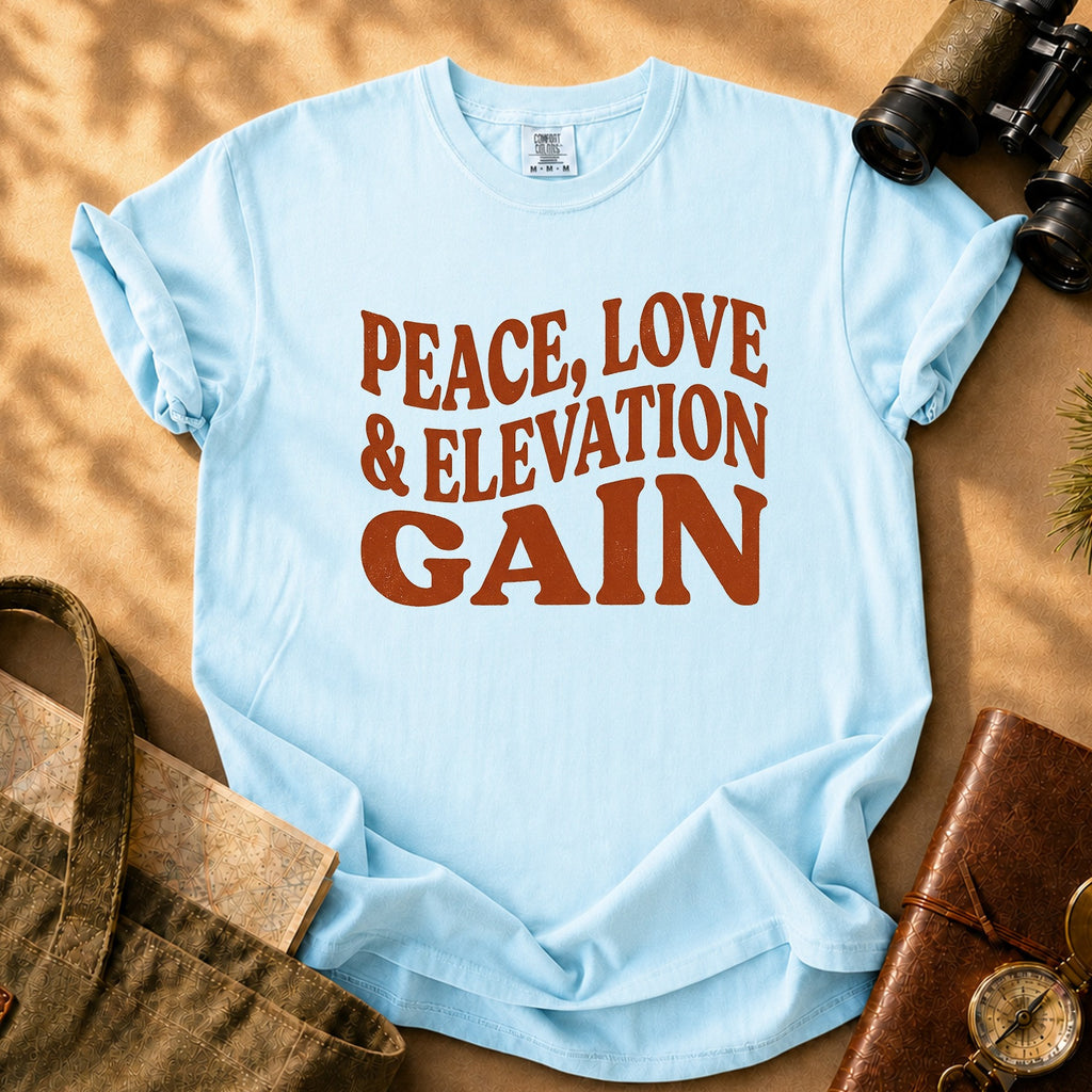 Peace Love & Elevation Gain Tee - Chambray