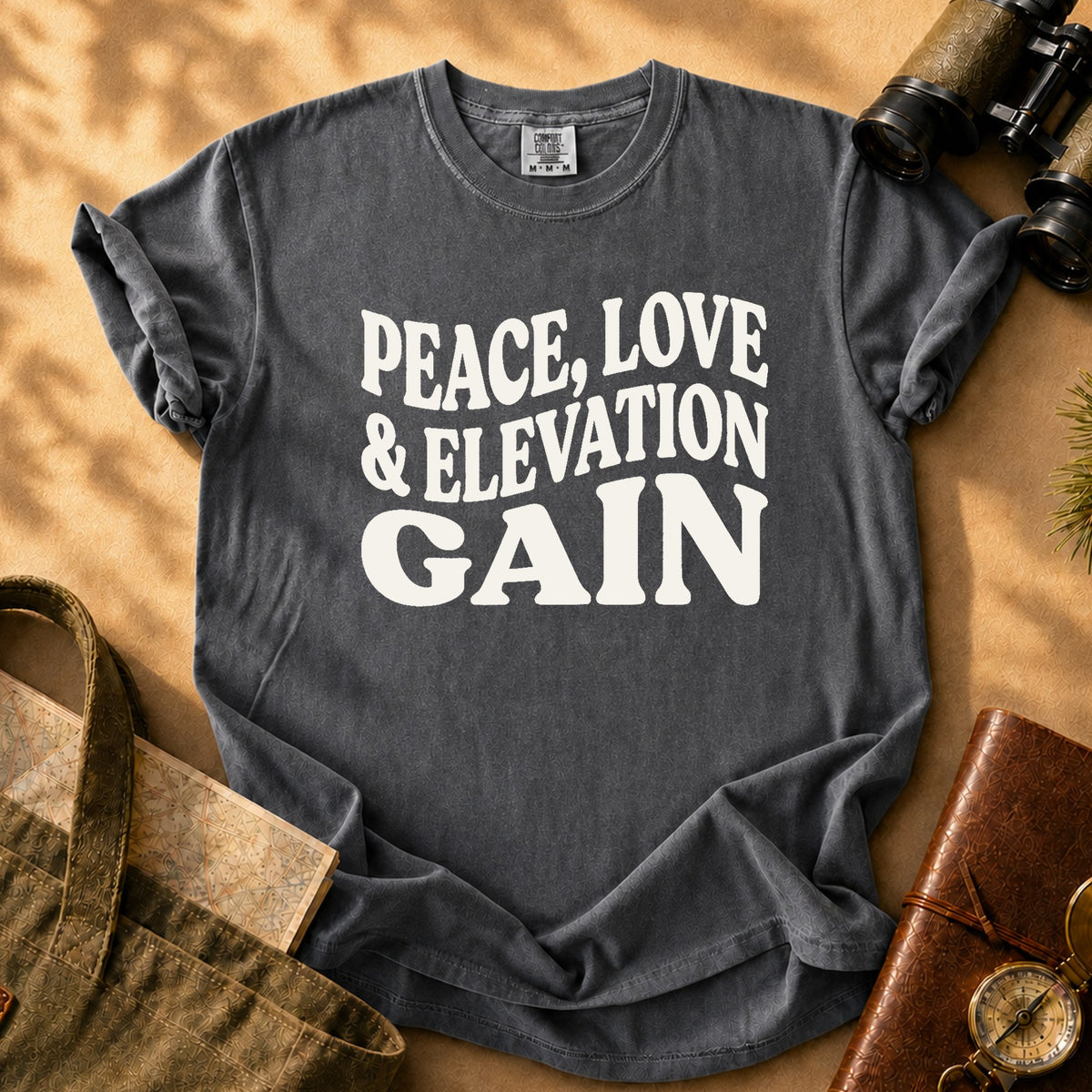 Peace Love & Elevation Gain Tee - Pepper