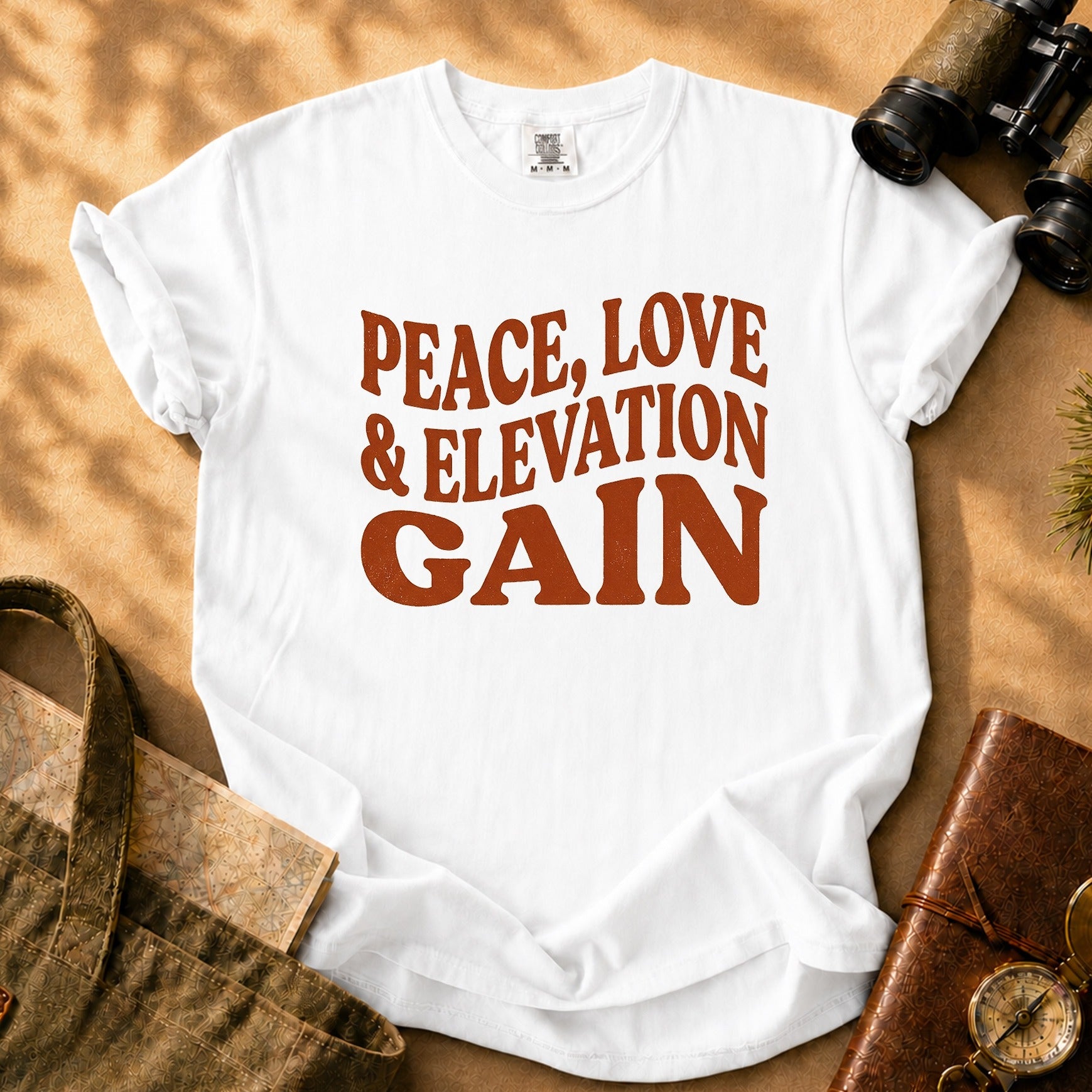 Peace Love & Elevation Gain Tee - White