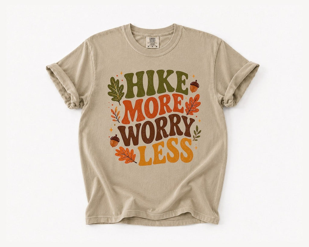 Hike More Worry Less Autumn - Khaki