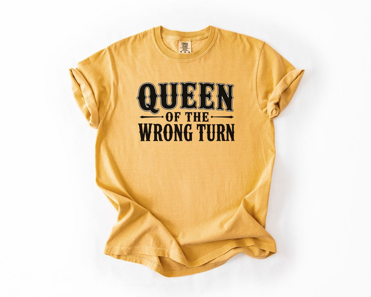 Queen of the Wrong Turn Tee - Mustard