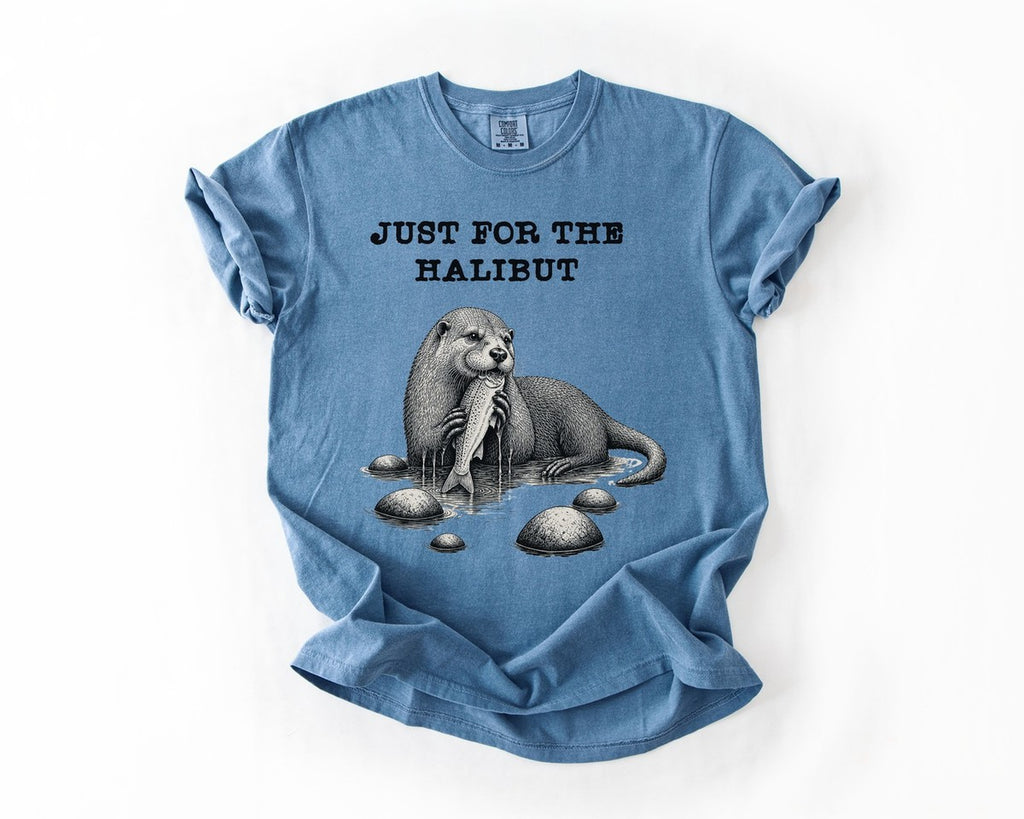 Just For The Halibut Otter Tee - Blue Jean