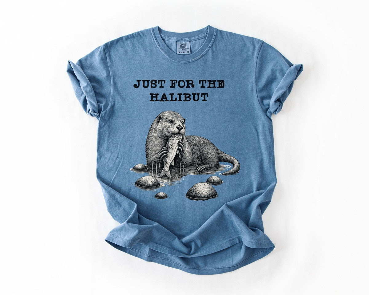Just For The Halibut Otter Tee - Blue Jean