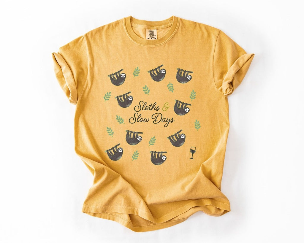 Sloths & Slow Days Tee - Mustard
