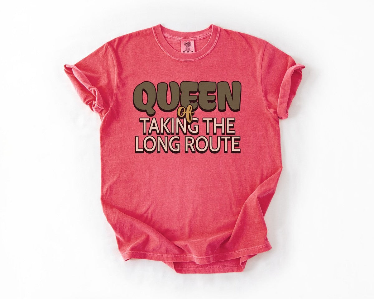 Queen of Taking the Long Route Tee - Watermelon