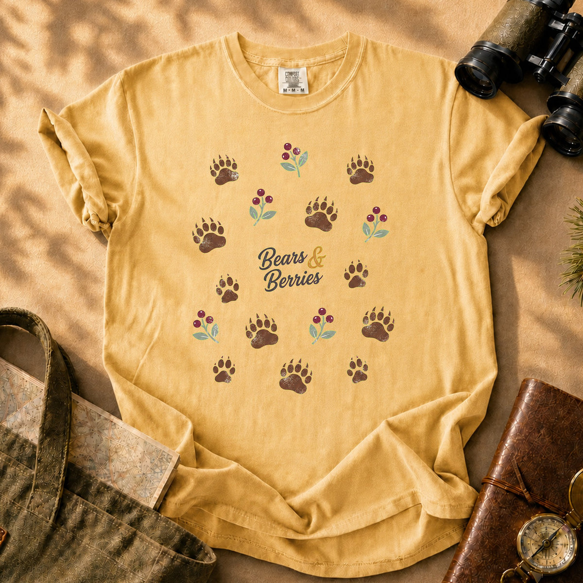 Bears & Berries Tee - Mustard