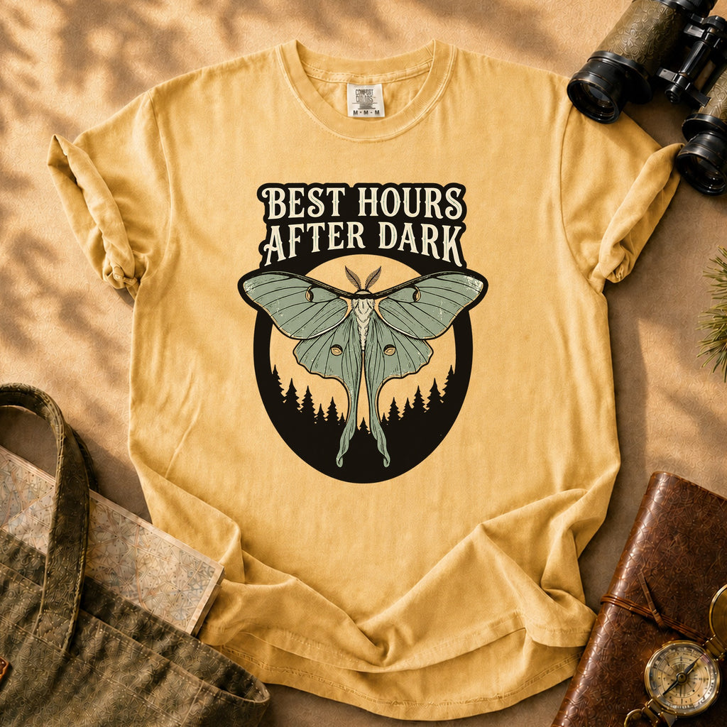 Best Hours After Dark Moth Tee - Mustard