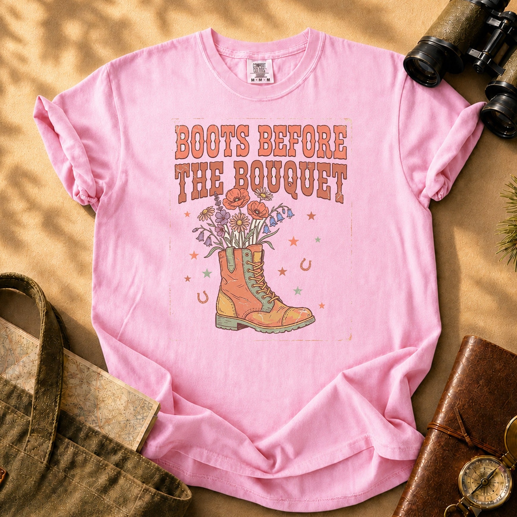 Boots Before the Bouquet Tee - Blossom