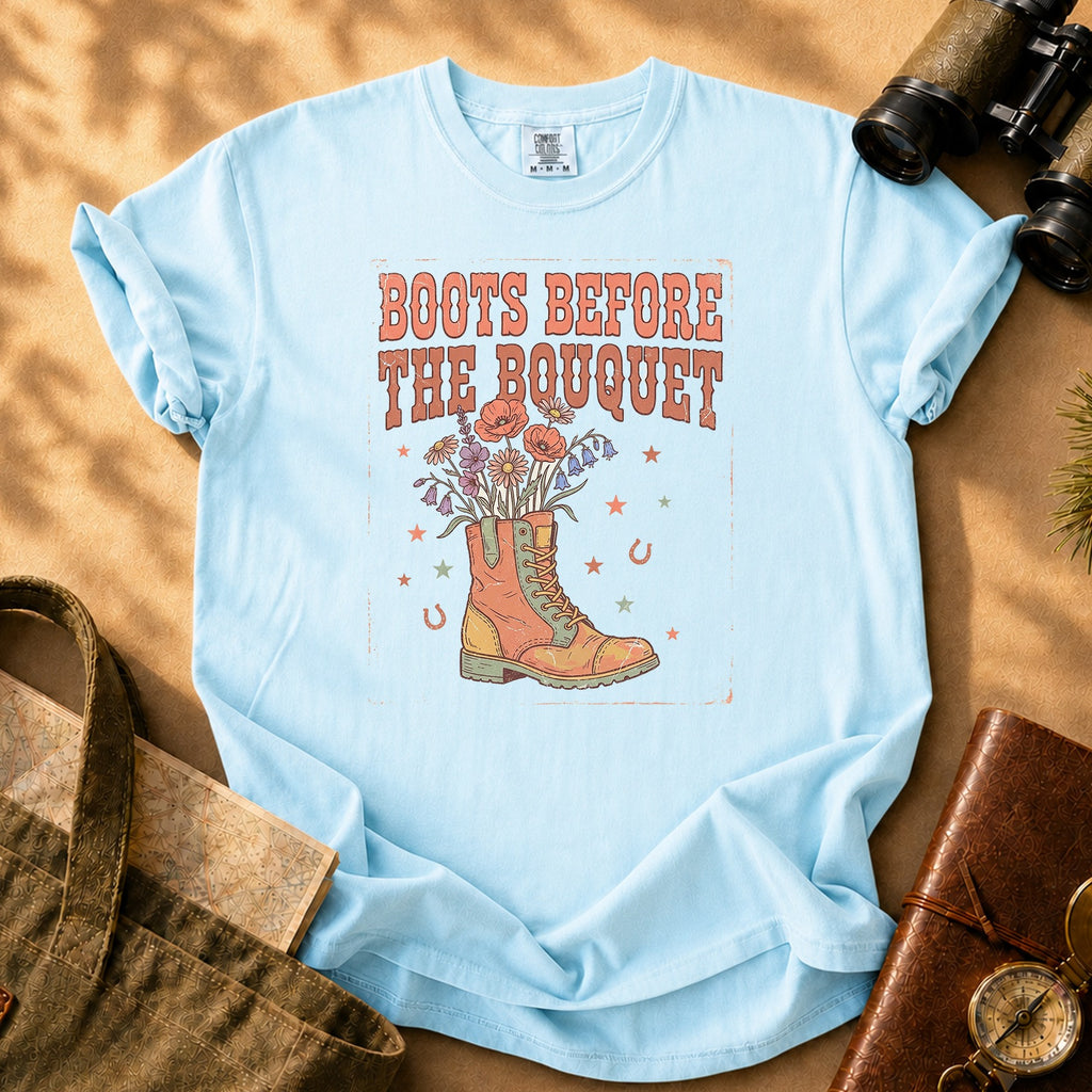 Boots Before the Bouquet Tee - Chambray