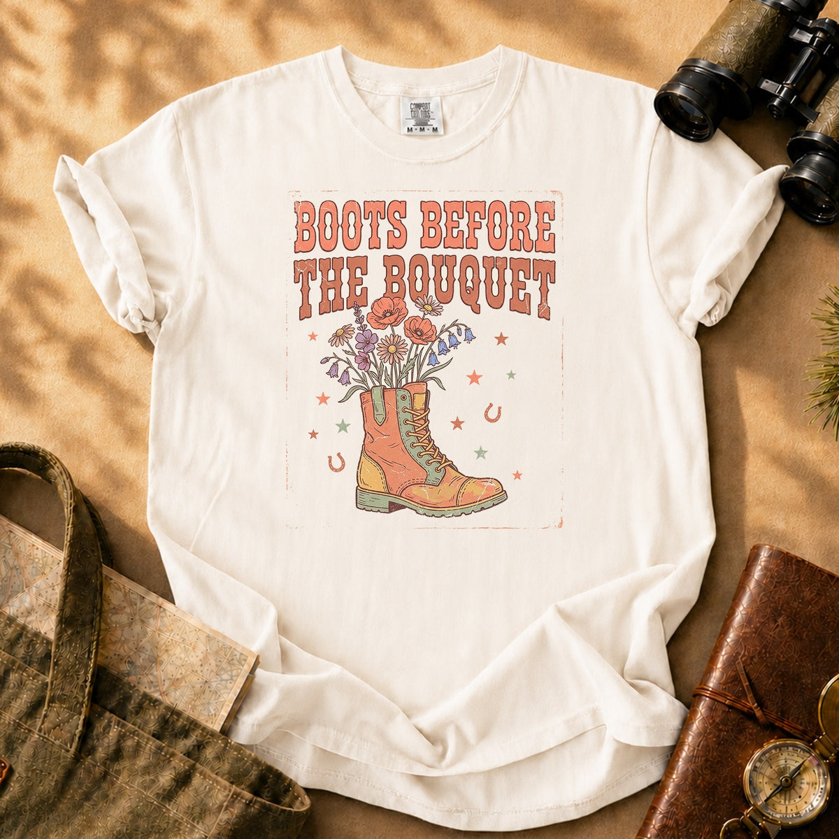 Boots Before the Bouquet Tee - Ivory