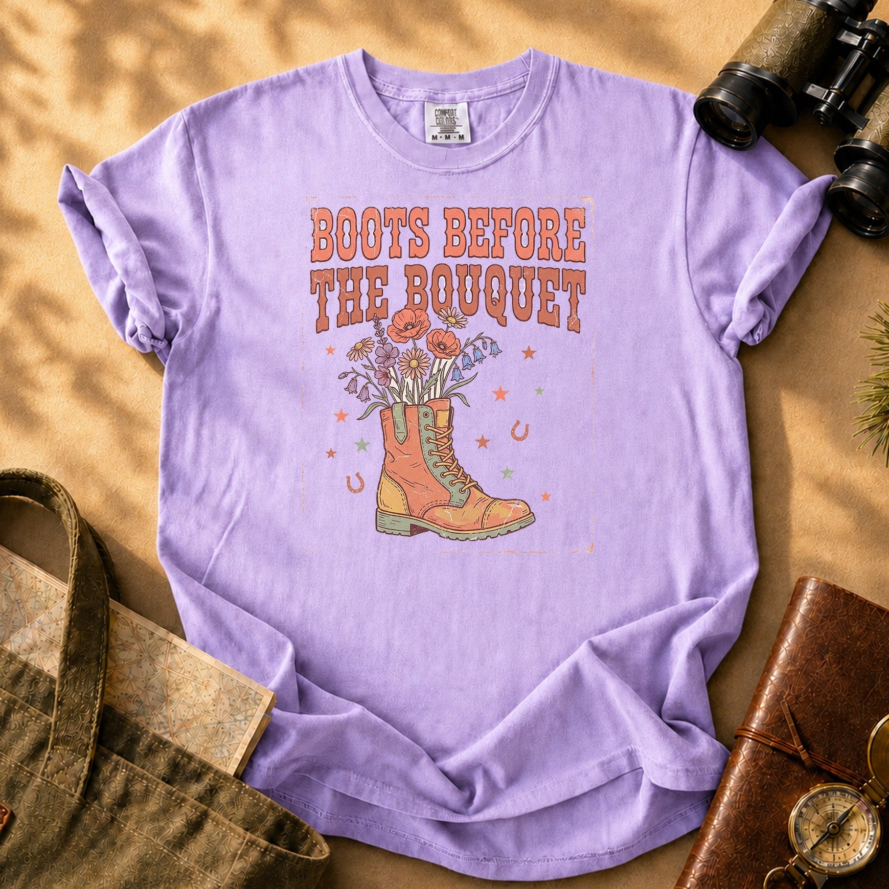Boots Before the Bouquet Tee - Orchid