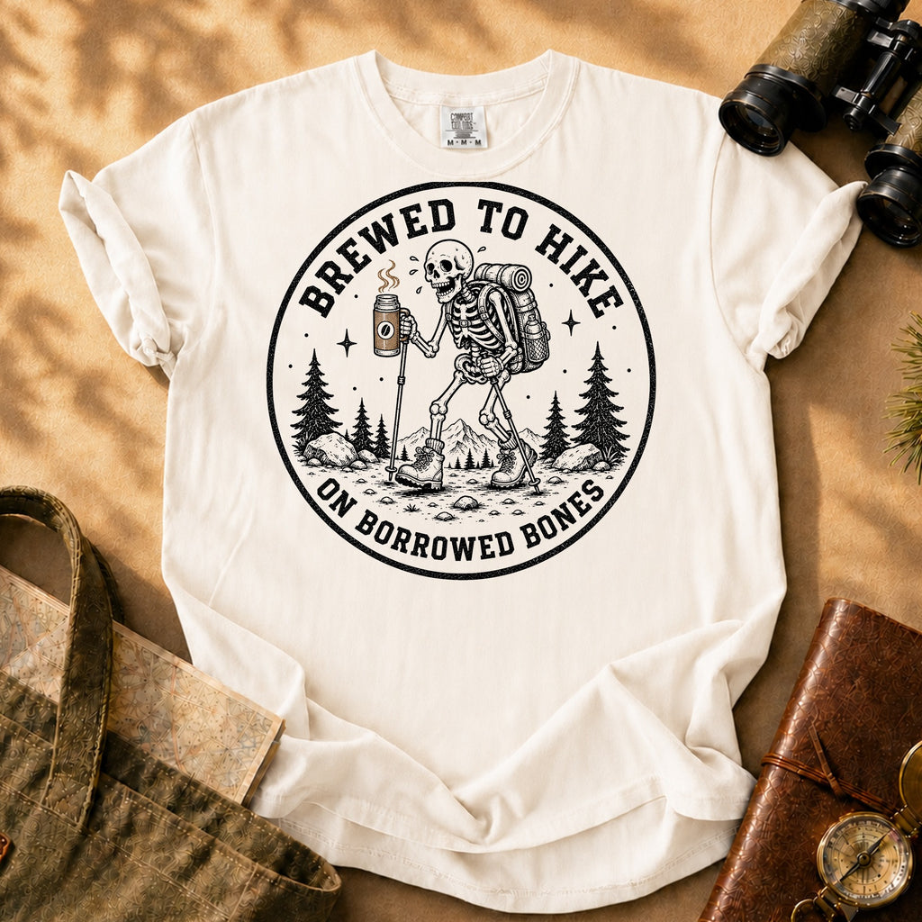 Brewed to Hike on Borrowed Bones Tee - Ivory