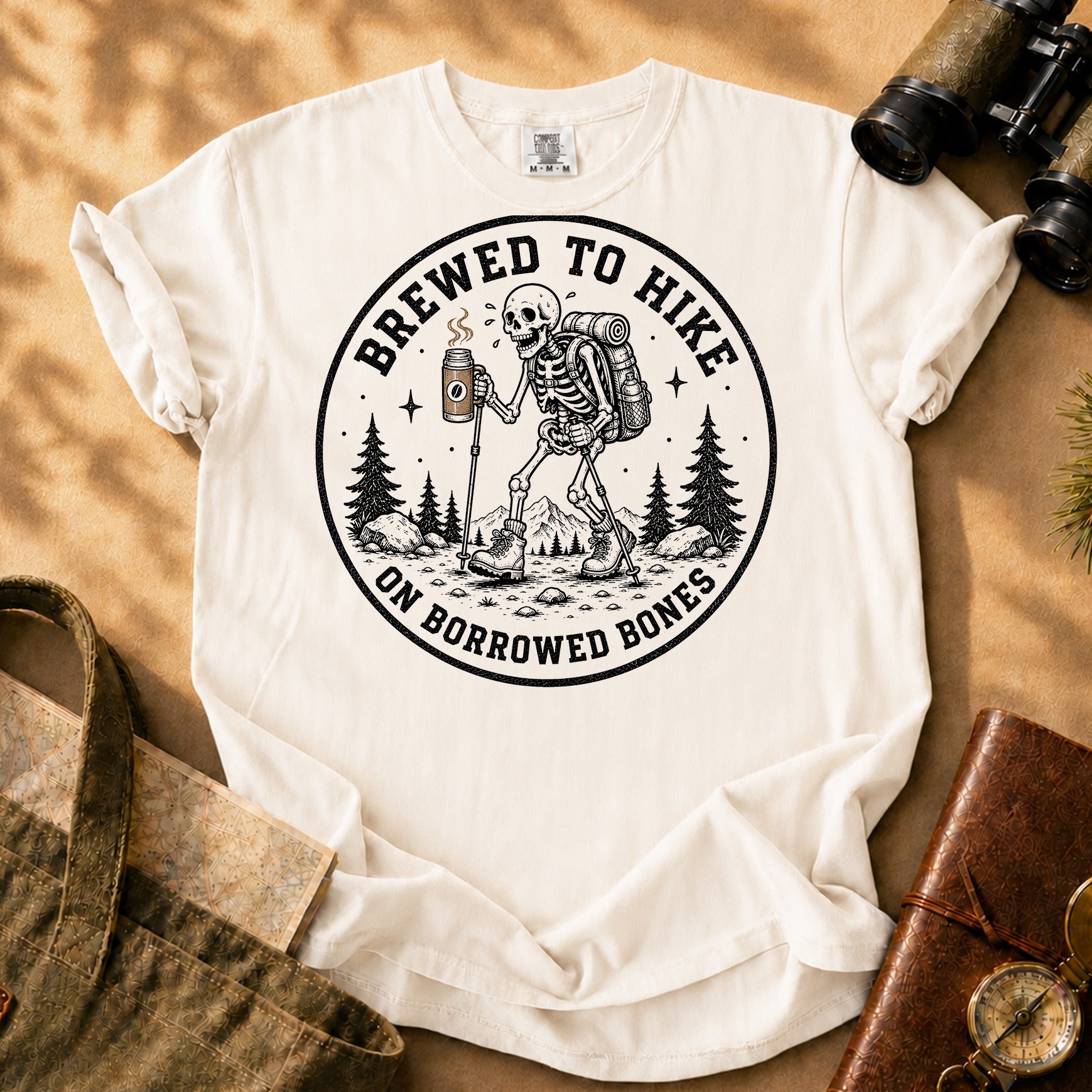 Brewed to Hike on Borrowed Bones Tee - Ivory