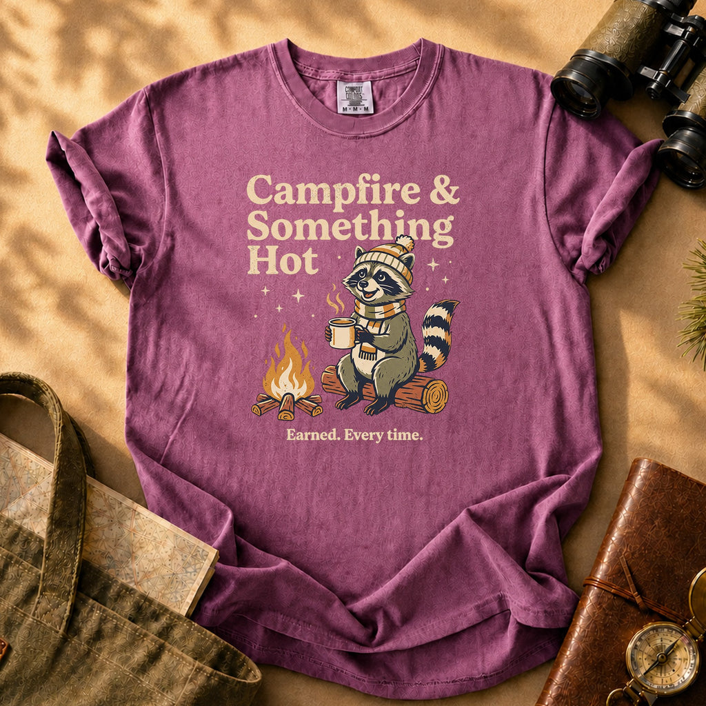 Campfire & Something Hot Tee - Berry