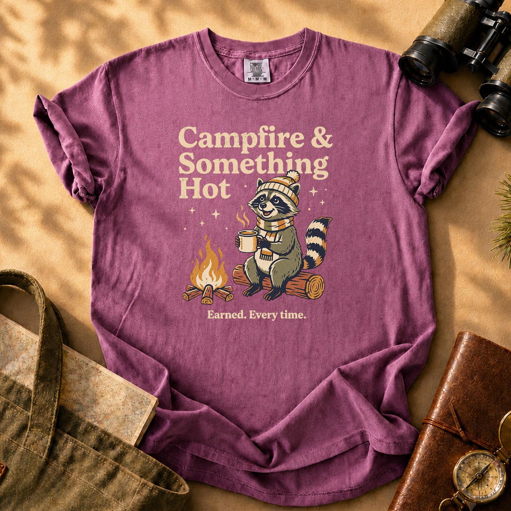 Campfire & Something Hot Tee - Berry