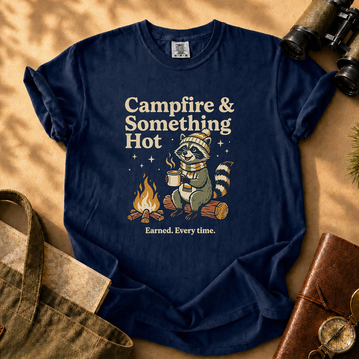 Campfire & Something Hot Tee - True Navy
