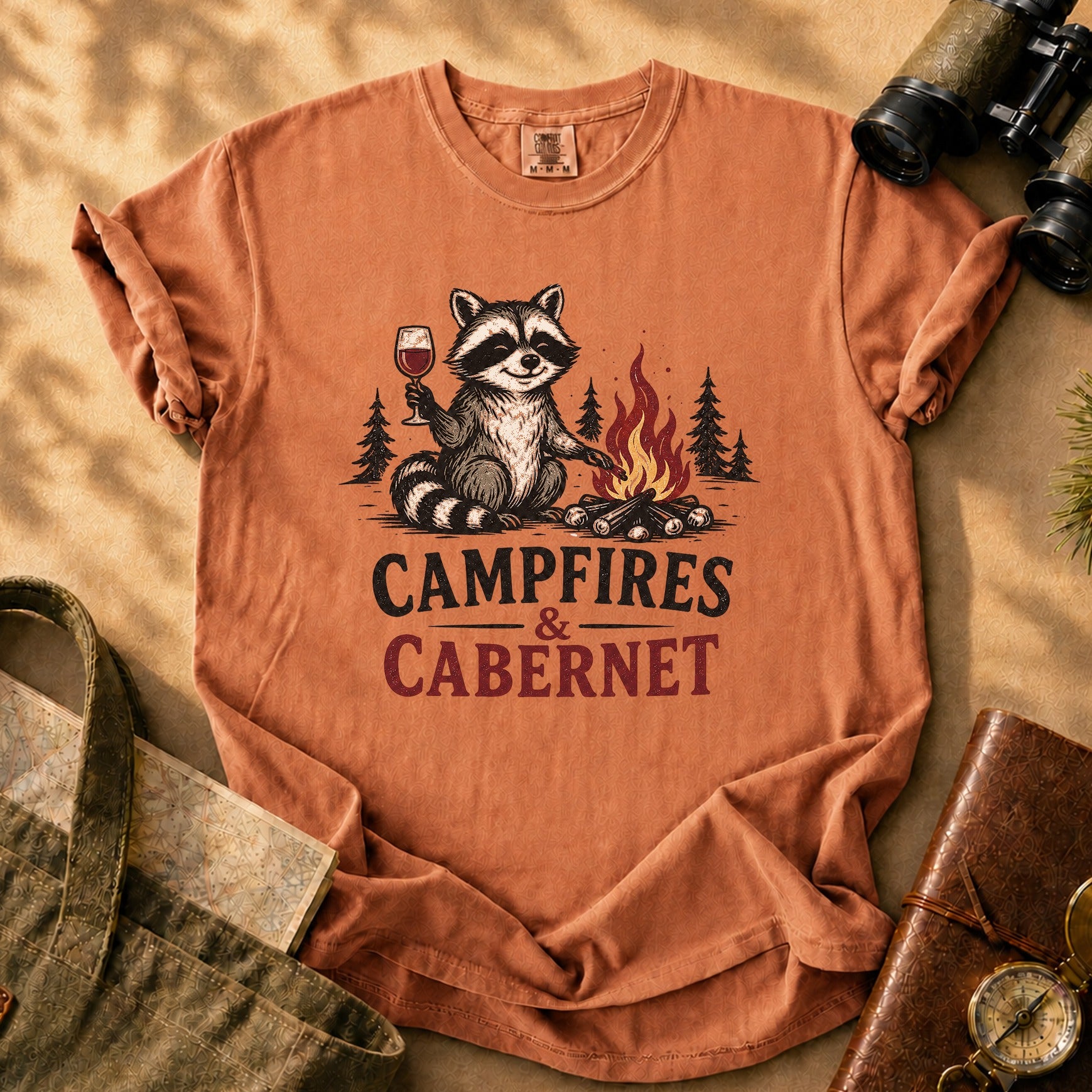 Campfires & Cabernet Raccoon Tee - Yam