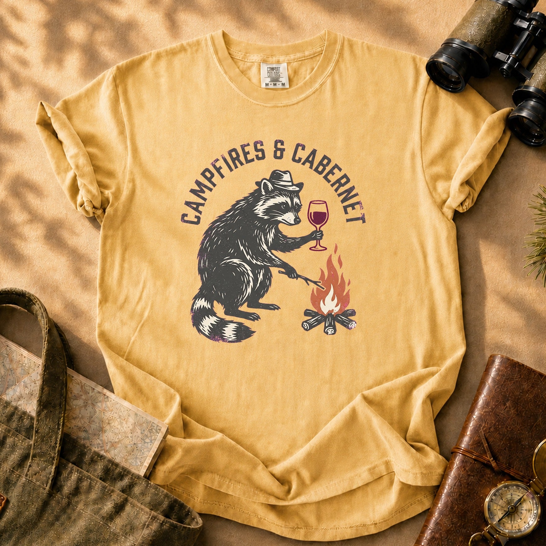 Campfires & Cabernet Tee - Mustard