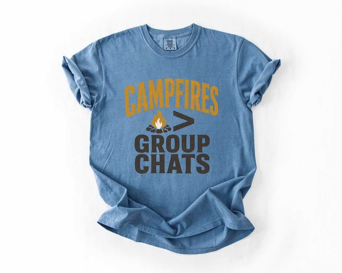 Campfires > Group Chats T-Shirt - Blue Jean