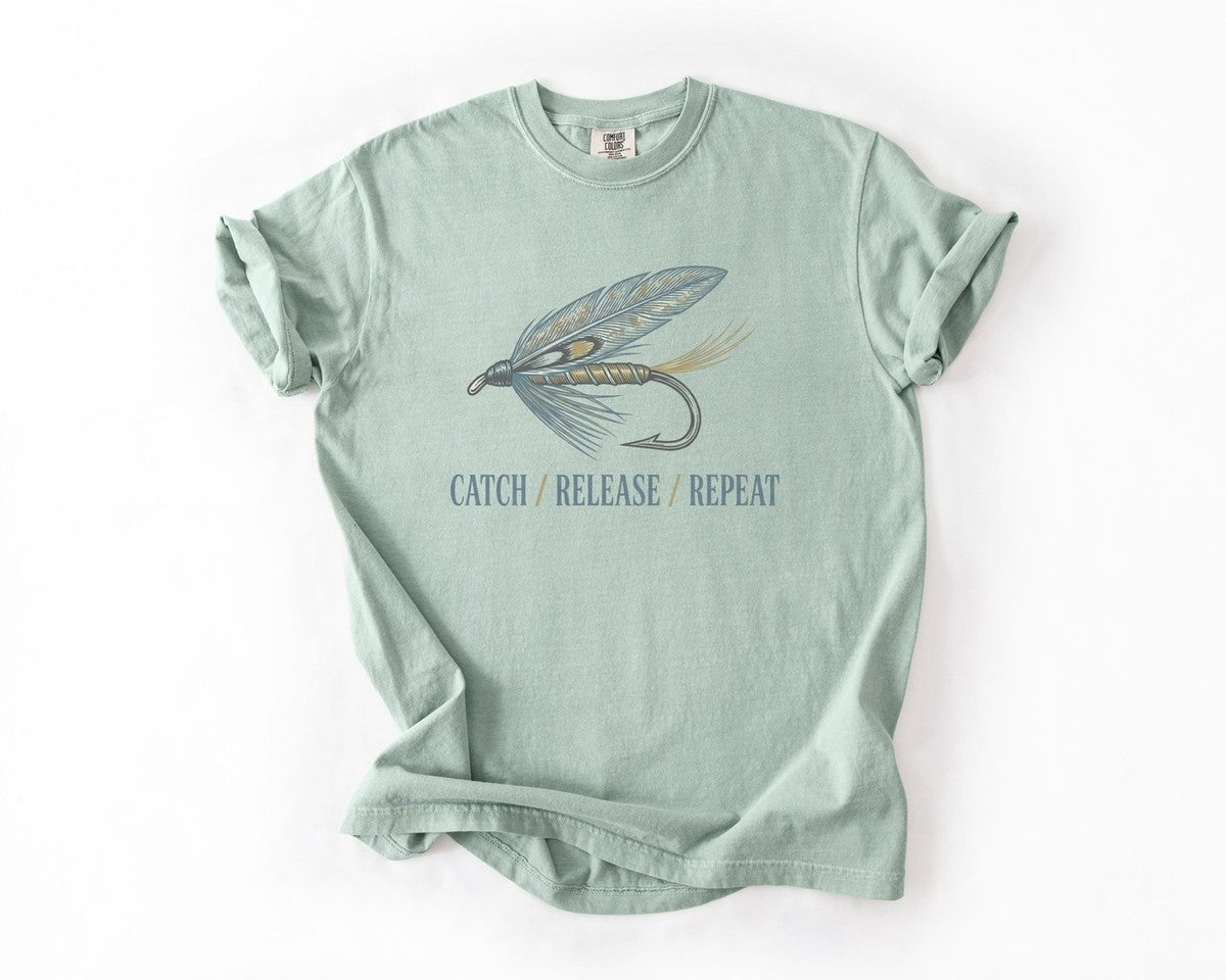 Catch Release Repeat Fishing T-Shirt - Bay