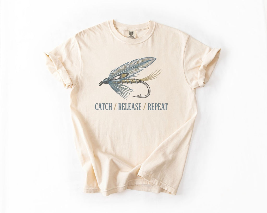 Catch Release Repeat Fishing T-Shirt - Ivory