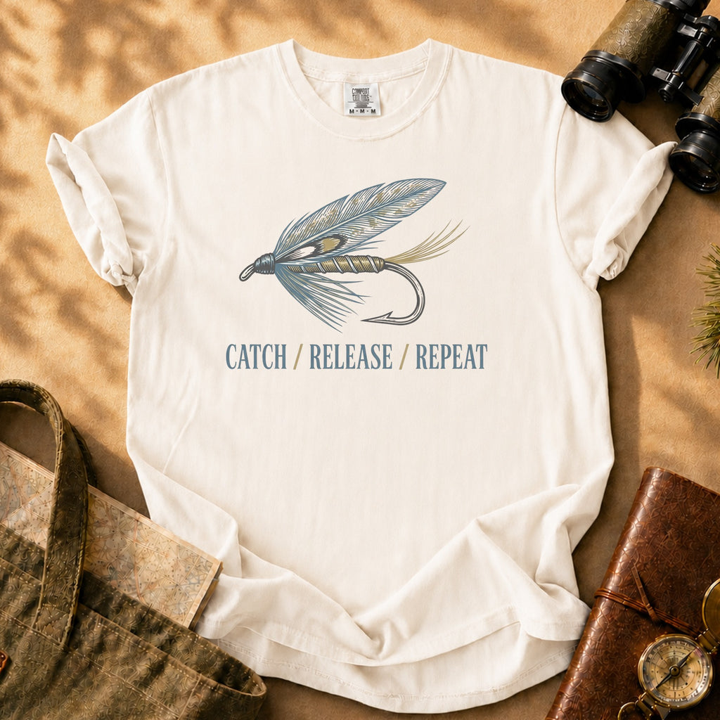 Catch / Release / Repeat Fishing Tee - Ivory