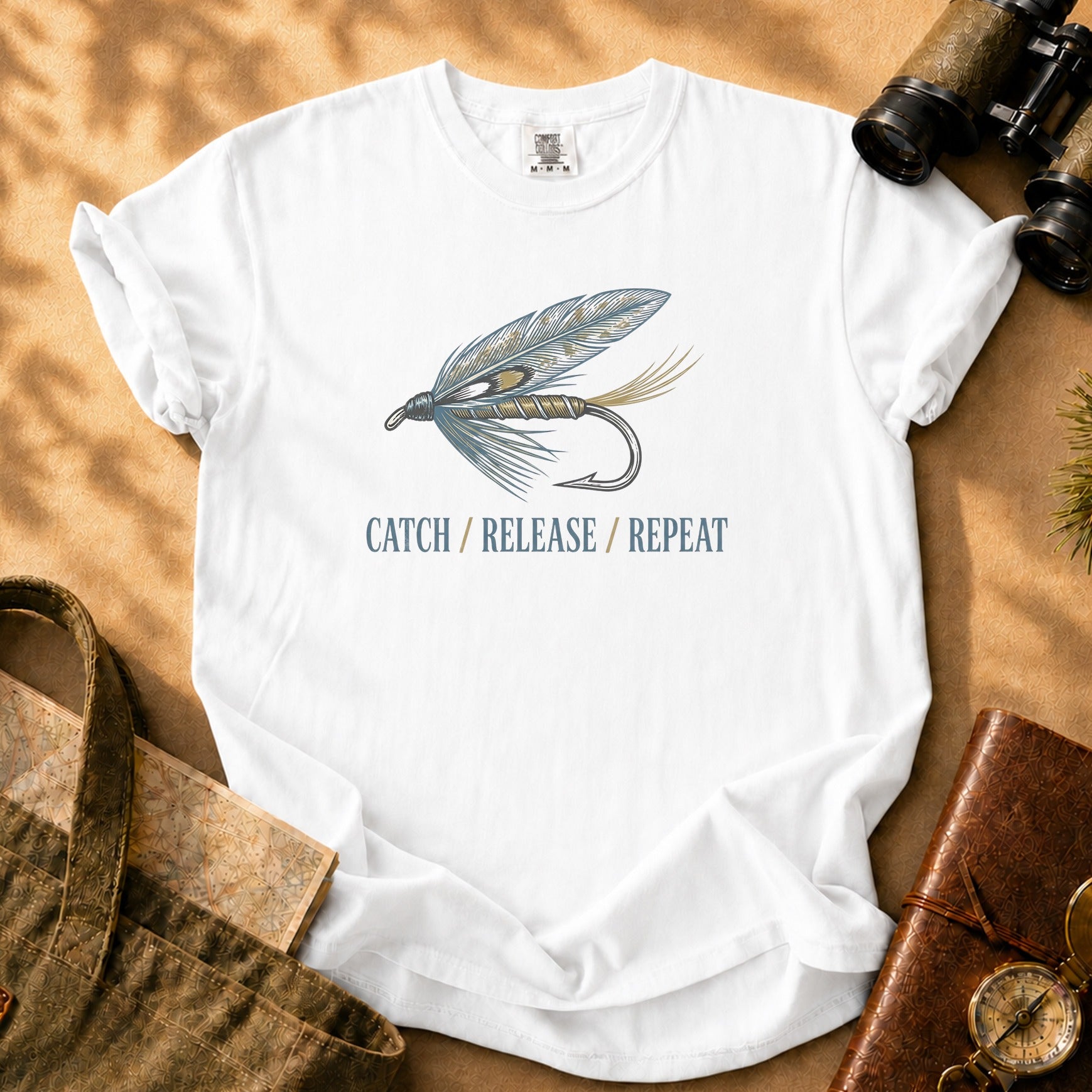 Catch / Release / Repeat Fishing Tee - White