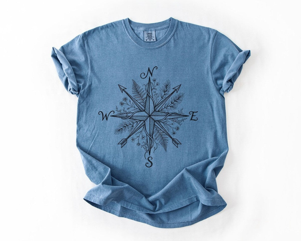 Compass Rose T-Shirt - Blue Jean
