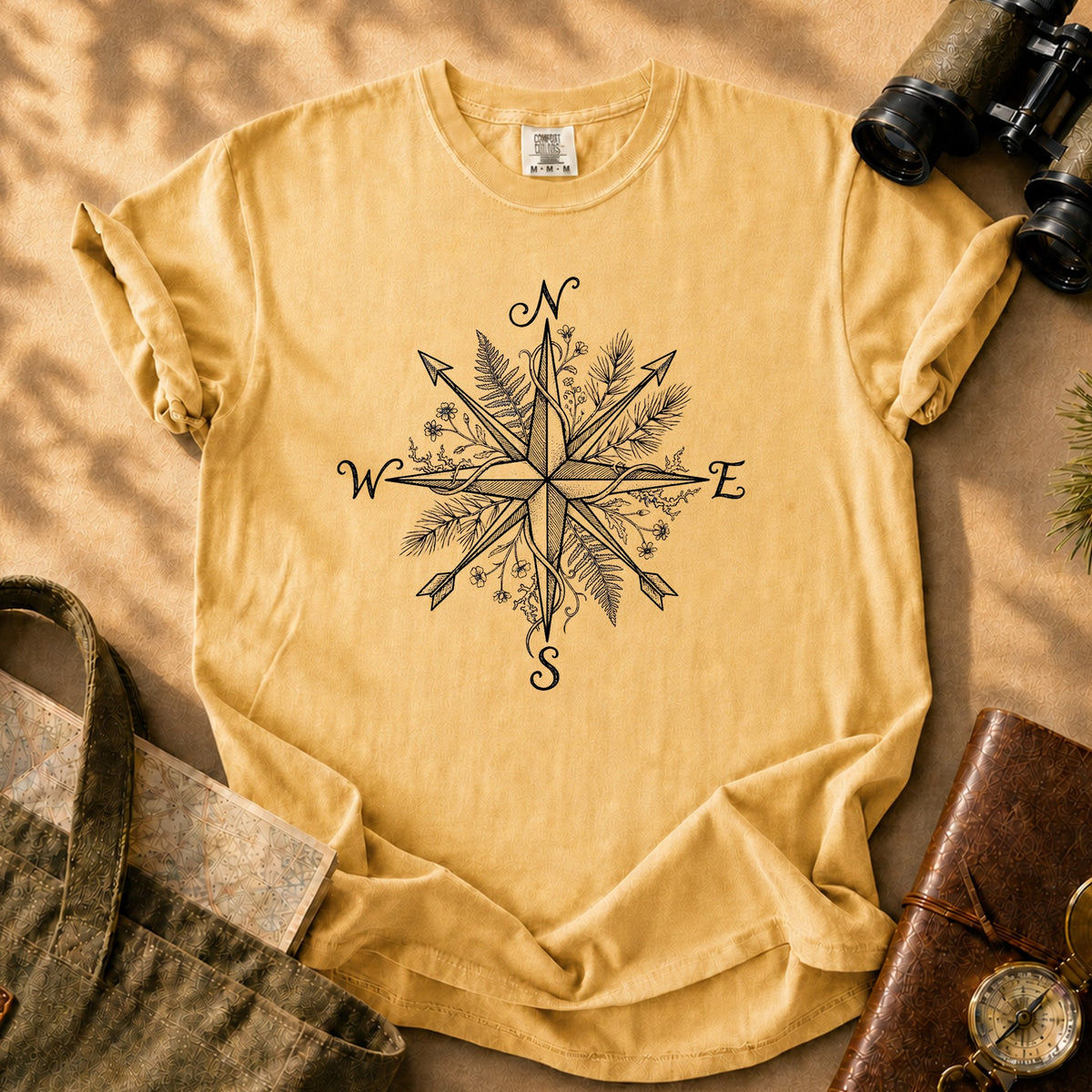 Compass Rose Tee - Mustard