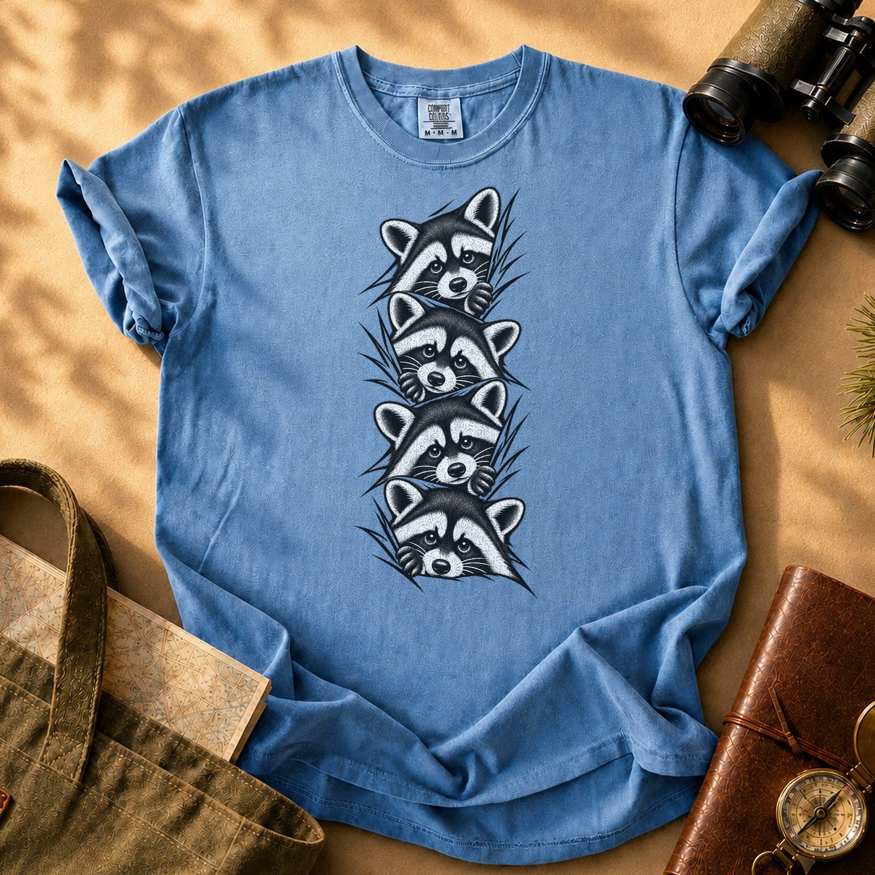 Curious Locals Raccoon Tee - Blue Jean