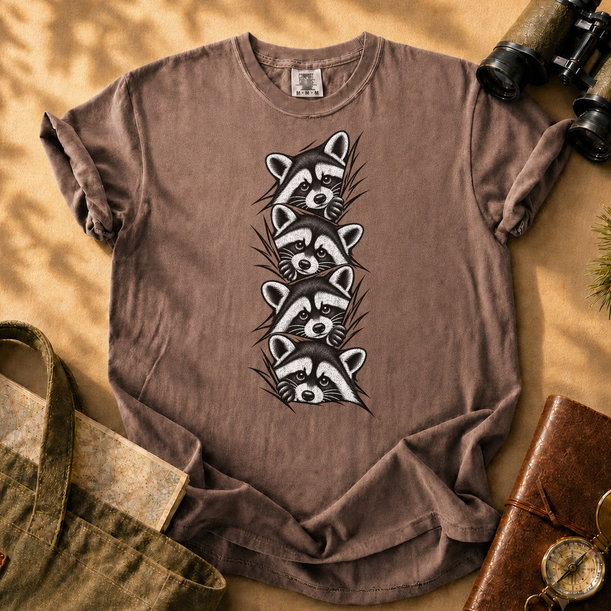 Curious Locals Raccoon Tee - Espresso