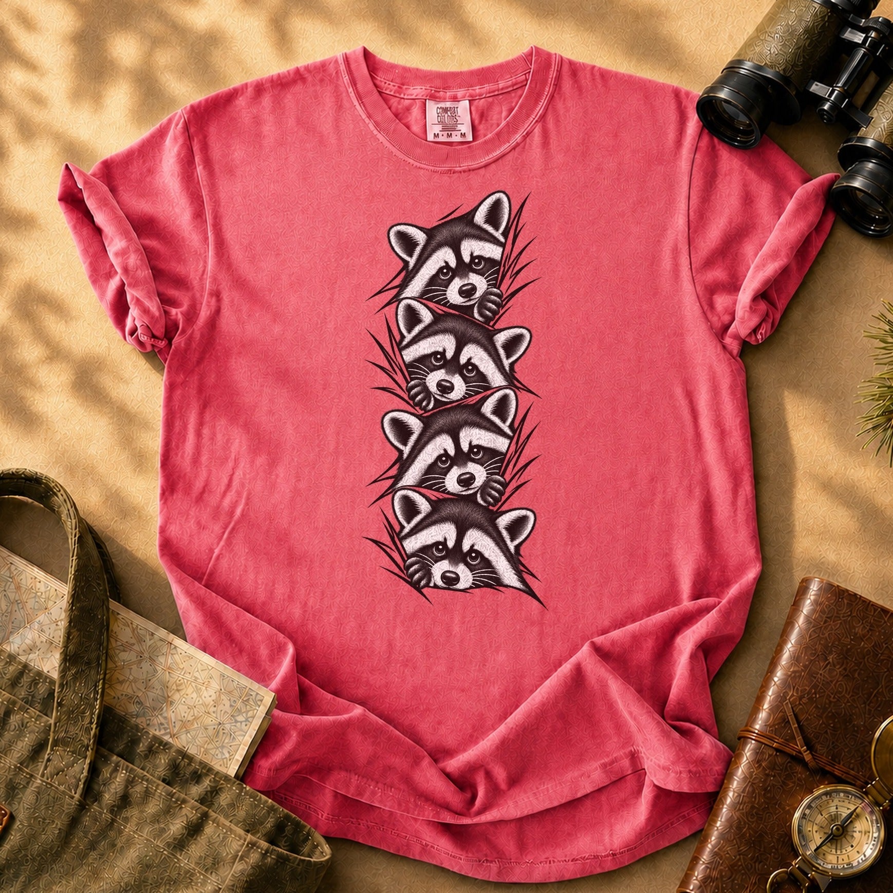 Curious Locals Raccoon Tee - Watermelon