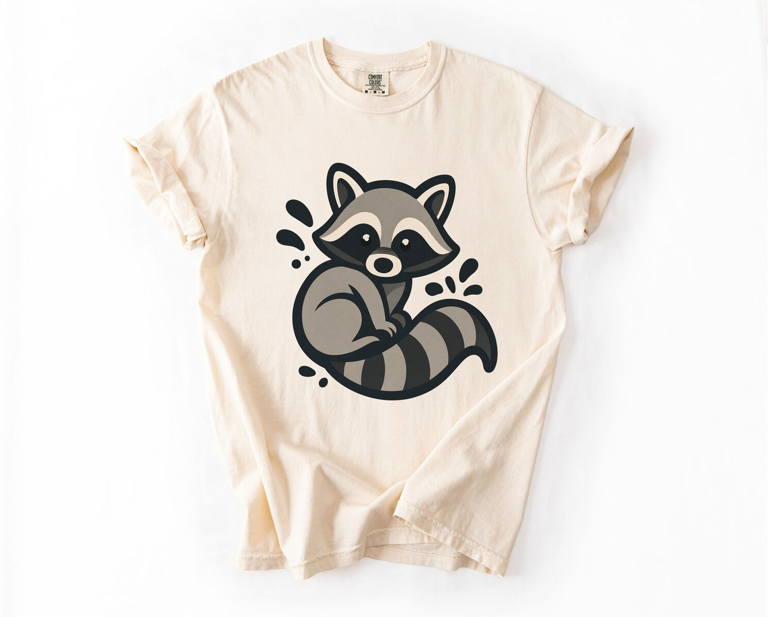 Cute Raccoon Graphic T-Shirt - Ivory