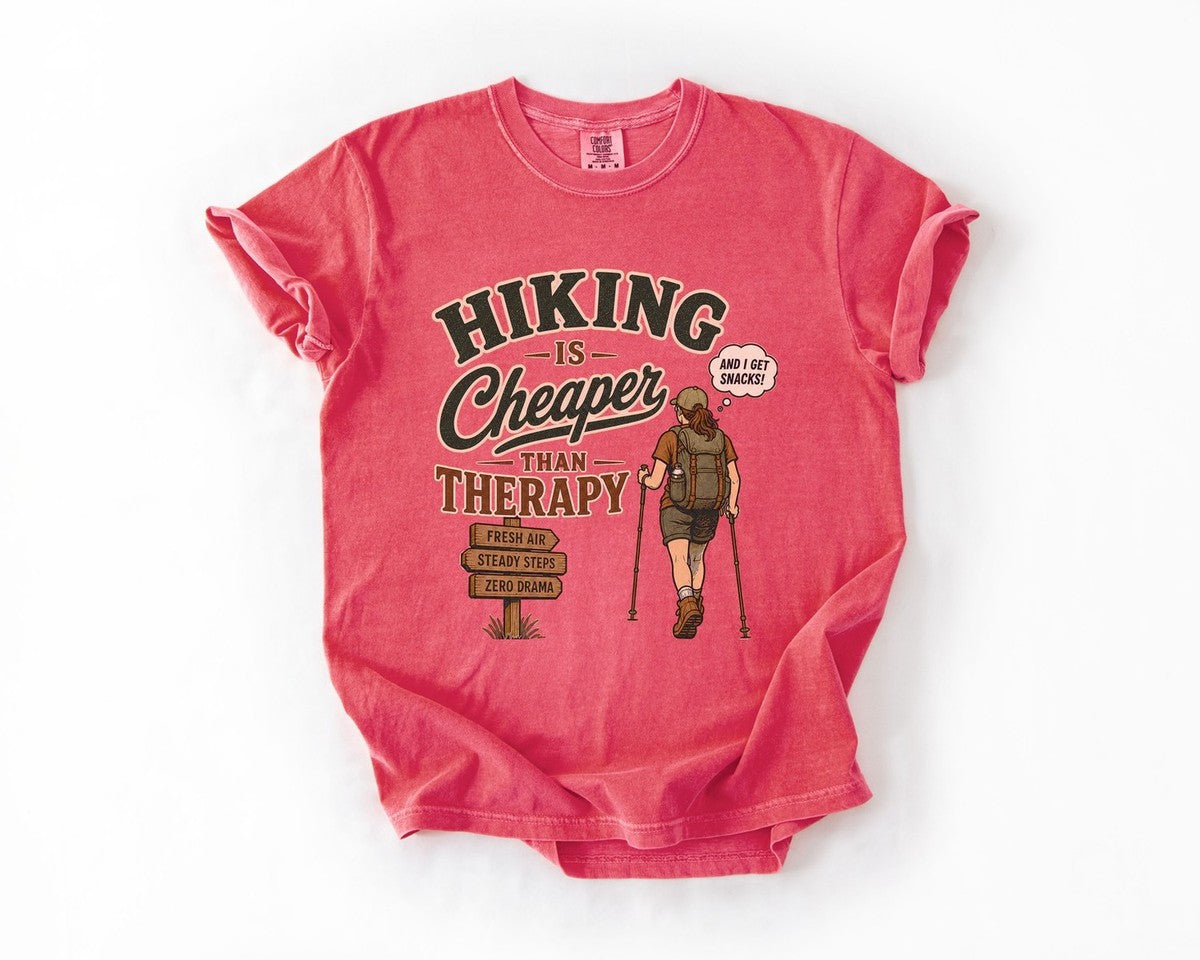 Hiking Is Cheaper Than Therapy T-Shirt - Watermelon