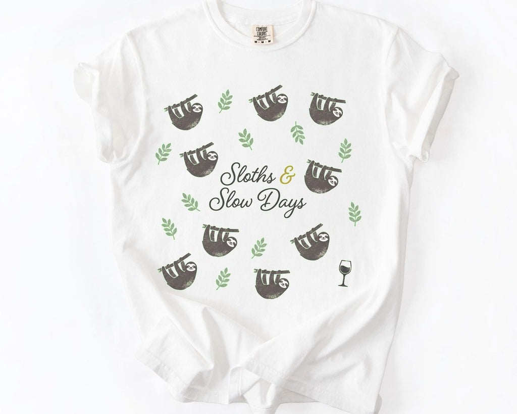 Sloths & Slow Days Tee - White