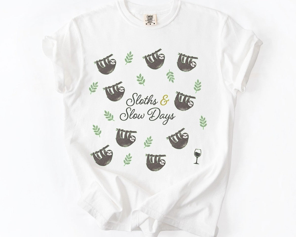 Sloths & Slow Days Tee - White