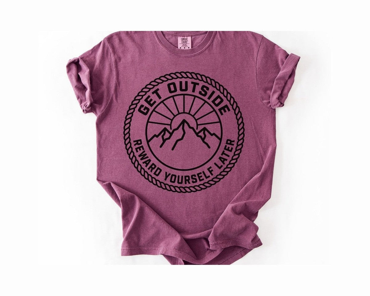 Get Outside Mountain T-Shirt - Berry