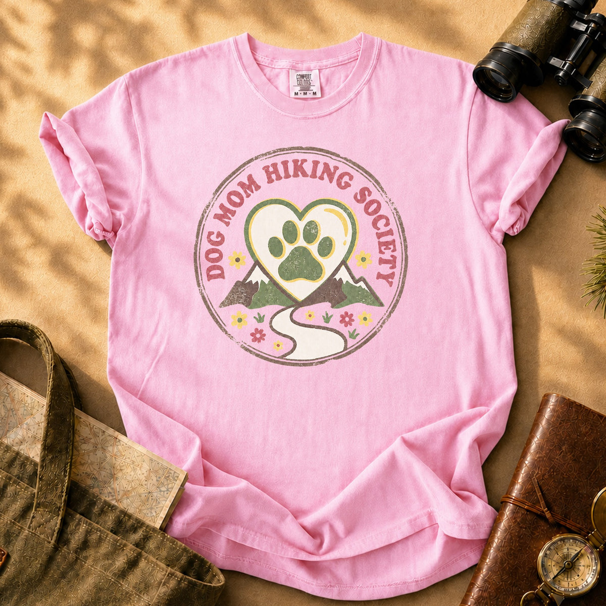 Dog Mom Hiking Society Tee - Blossom