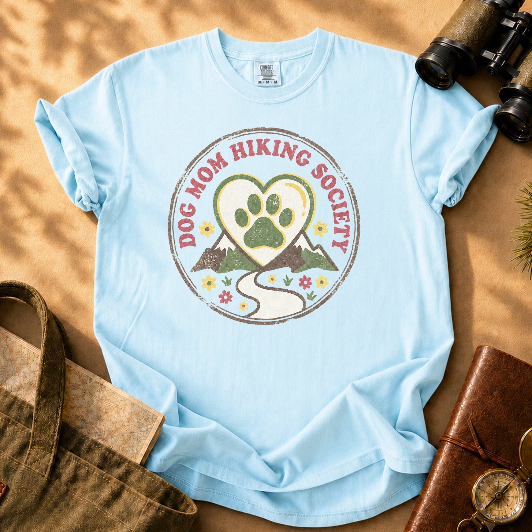 Dog Mom Hiking Society Tee - Chambray