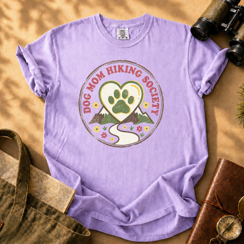 Dog Mom Hiking Society Tee - Orchid
