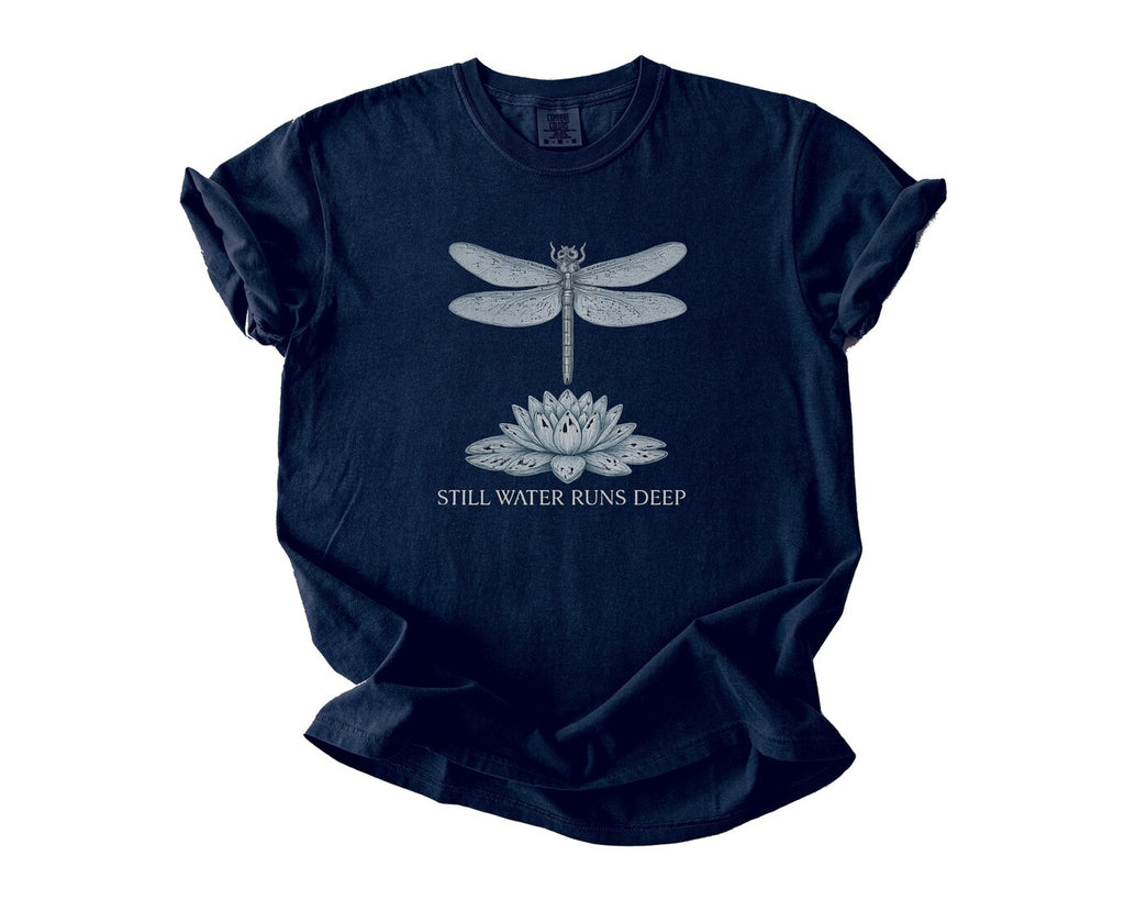 Dragonfly Lotus T-Shirt - True Navy