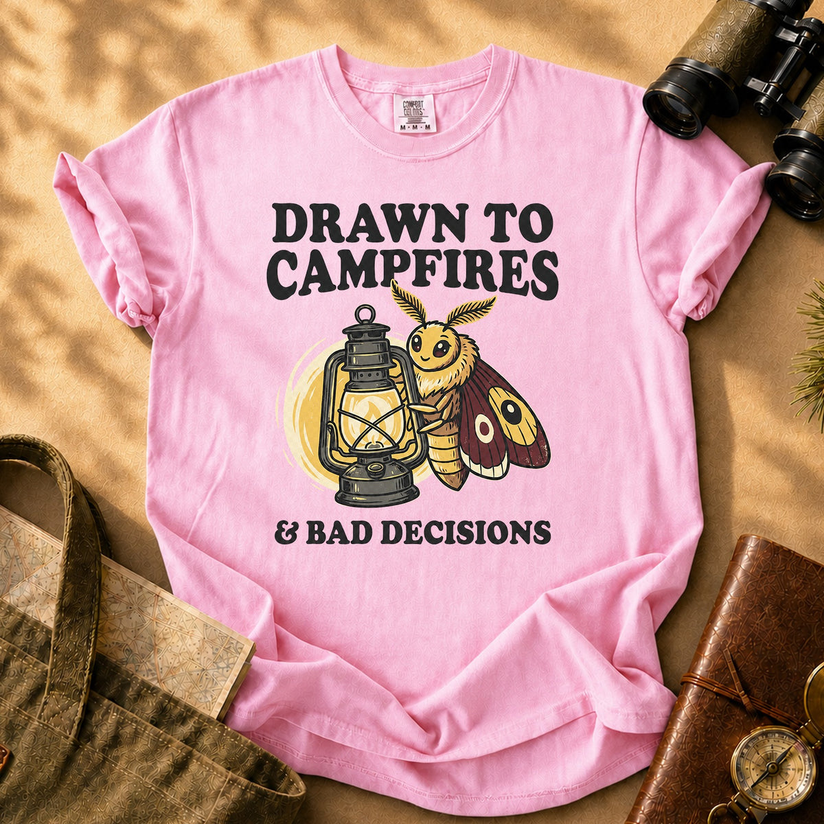 Drawn to Campfires and Bad Decisions Tee - Blossom